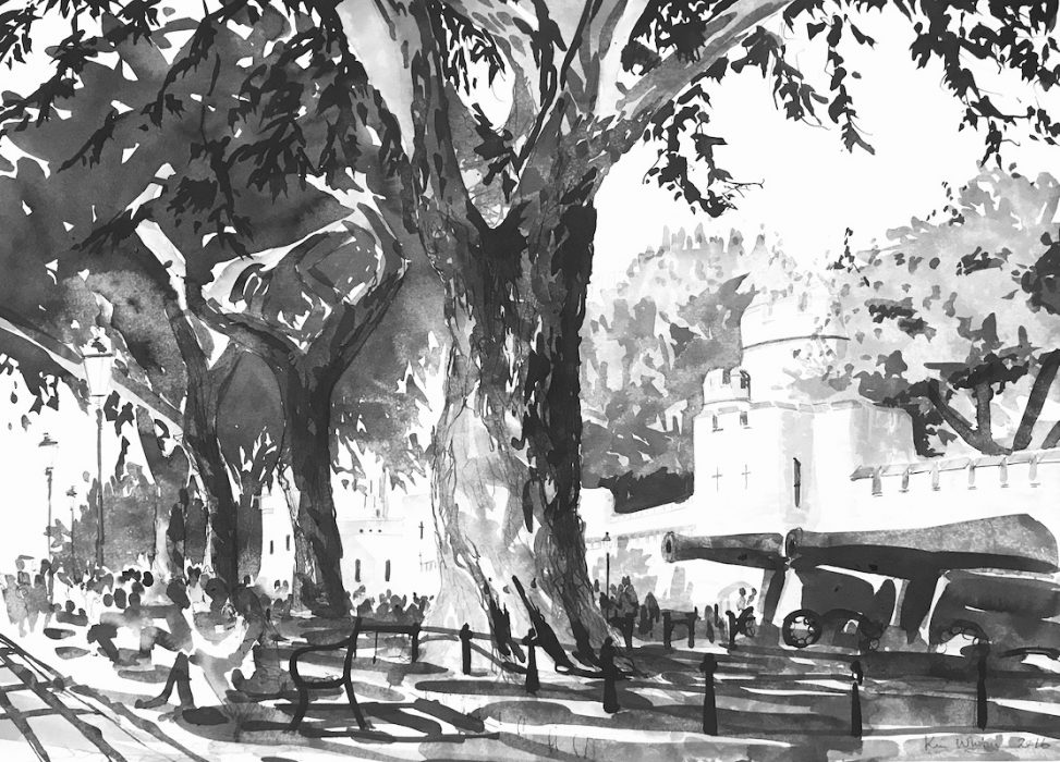 The Tower of London and London Plane Trees 2017 55x75cms